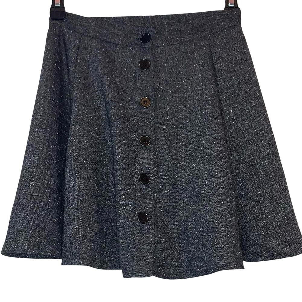 Brandy Melville Button Front Skater Skirt One Size Gray A-Line Mini Y2K